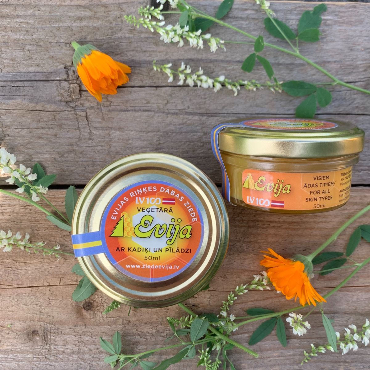 LV100 - VEĢETĀRĀ ZIEDE ''EVIJA'' AR KADIĶI UN PĪLĀDZI